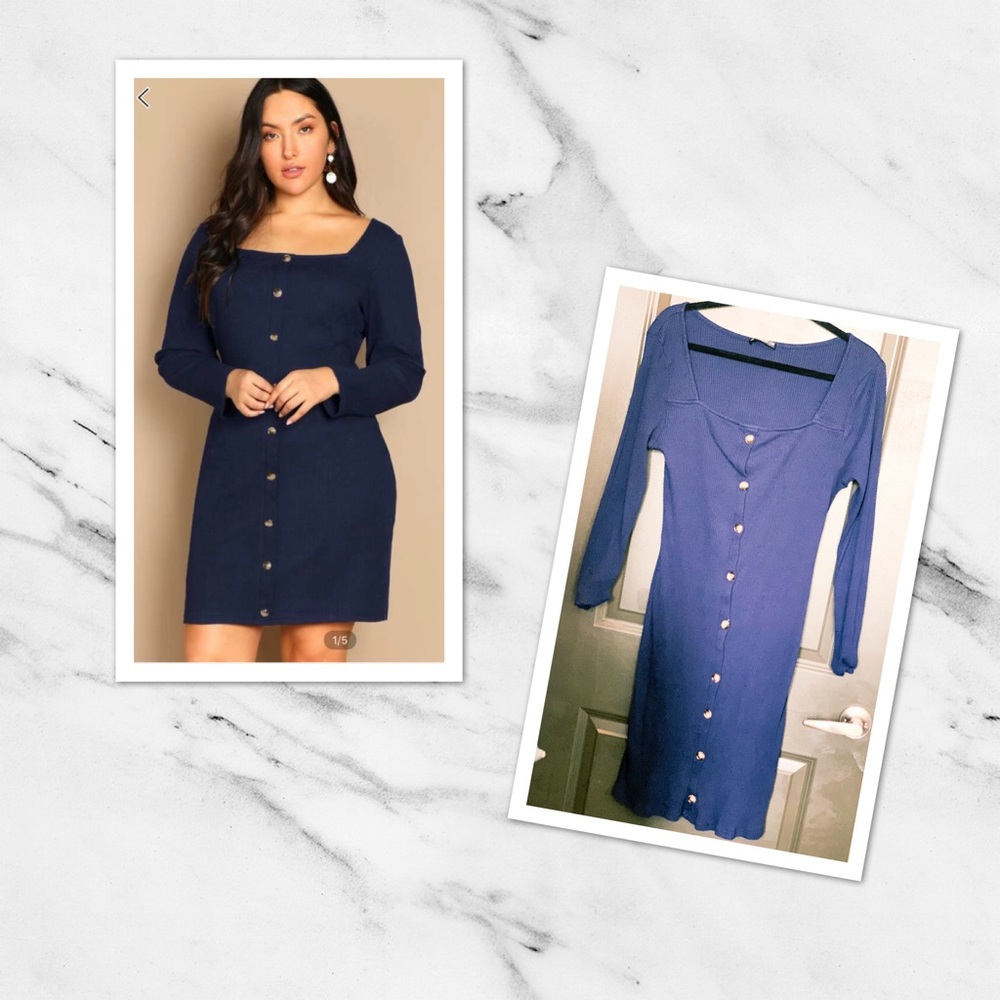 Button Front Rib-knit Dress